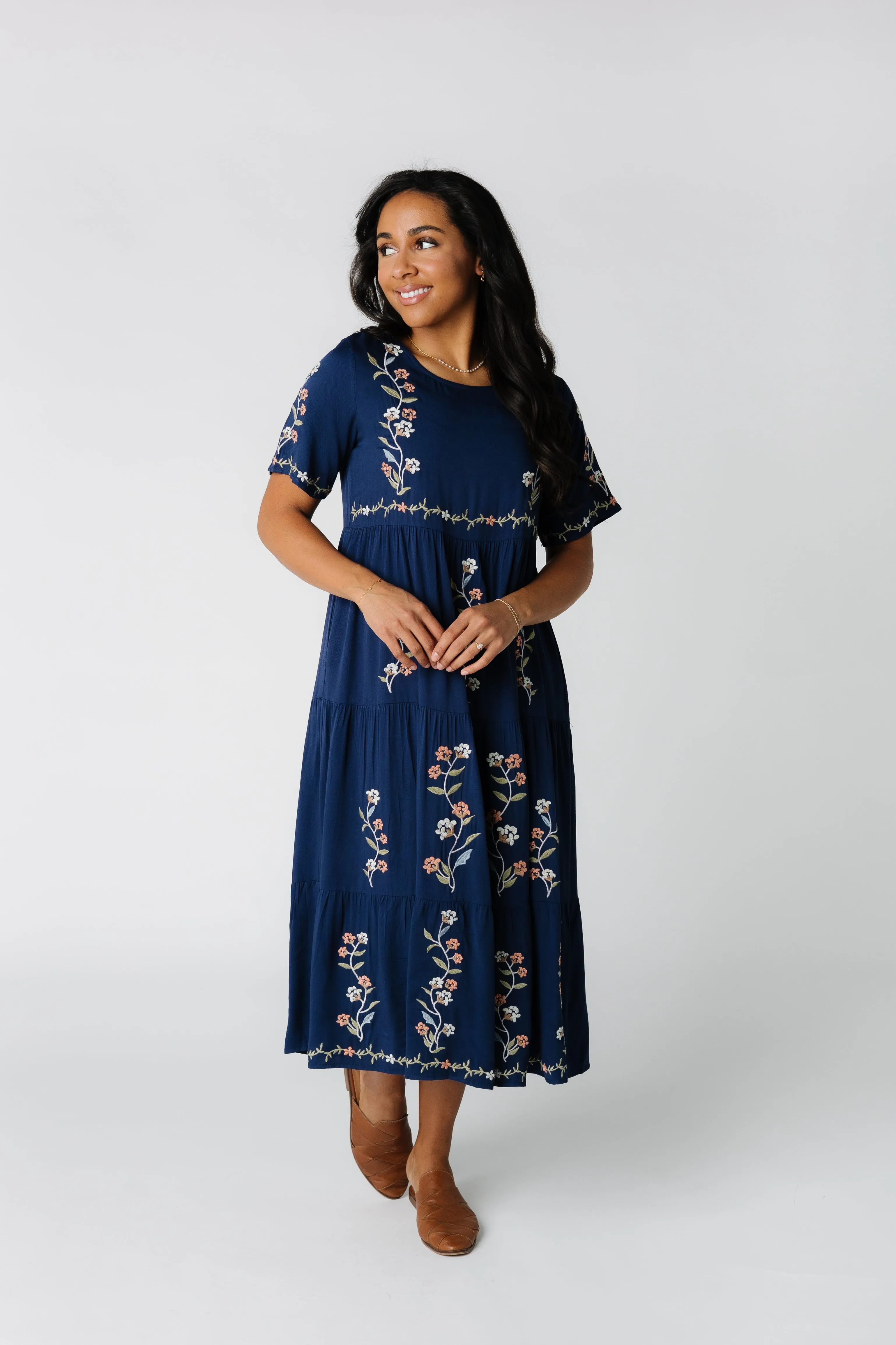 Cathy Embroidered Pocket Dress