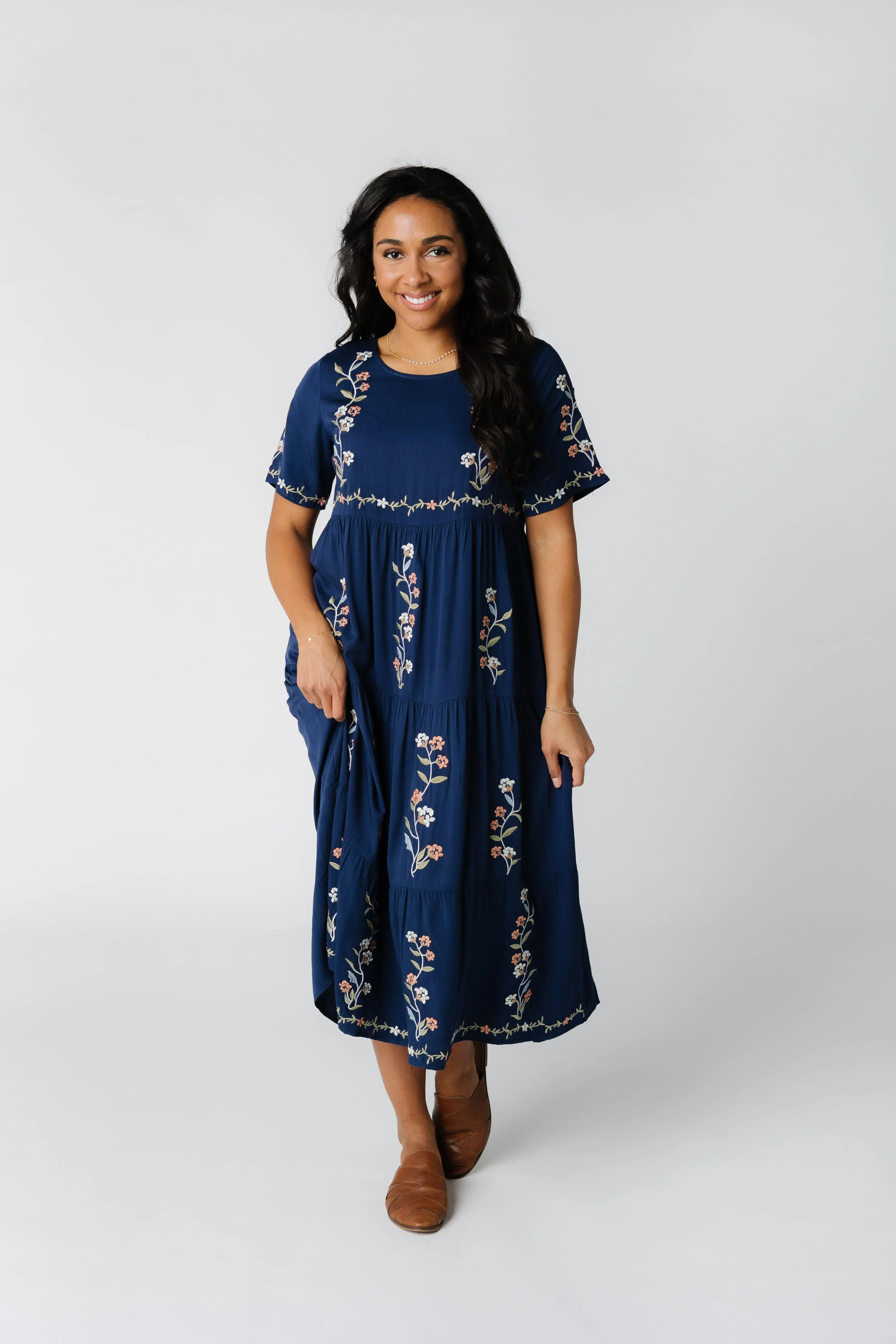 Cathy Embroidered Pocket Dress