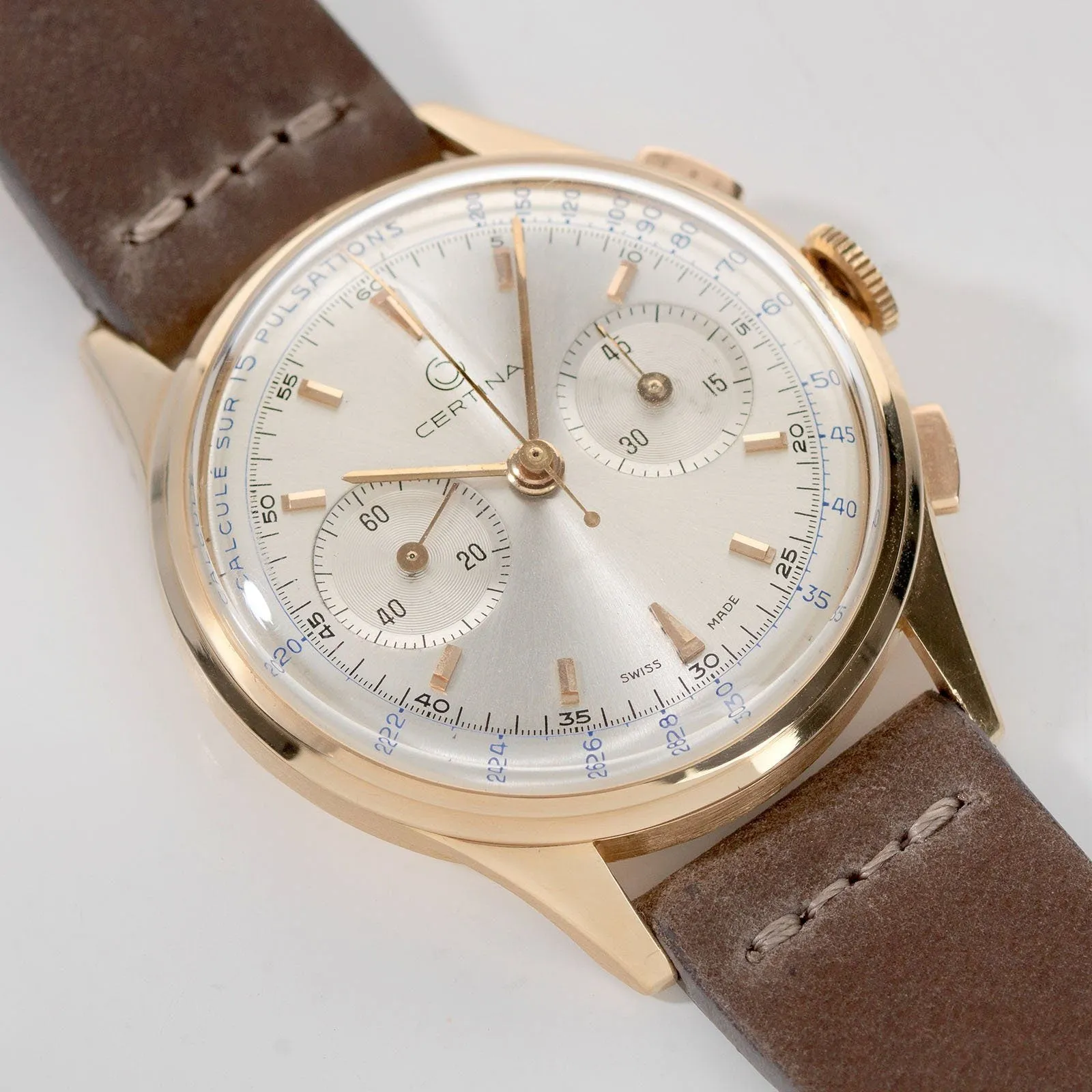 Certina Red Gold Pulsometer Chronograph 1940s