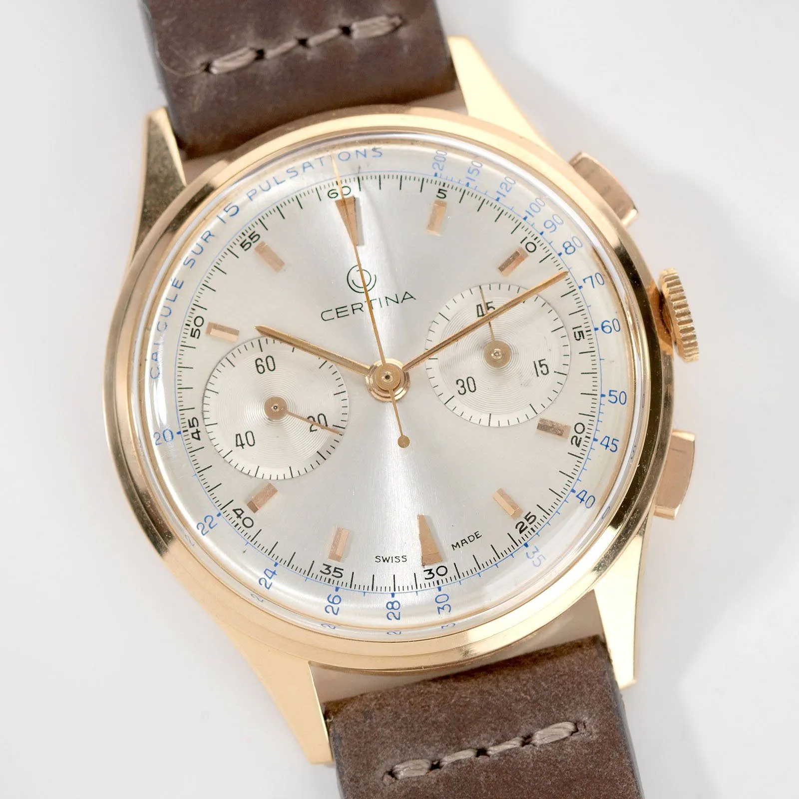 Certina Red Gold Pulsometer Chronograph 1940s