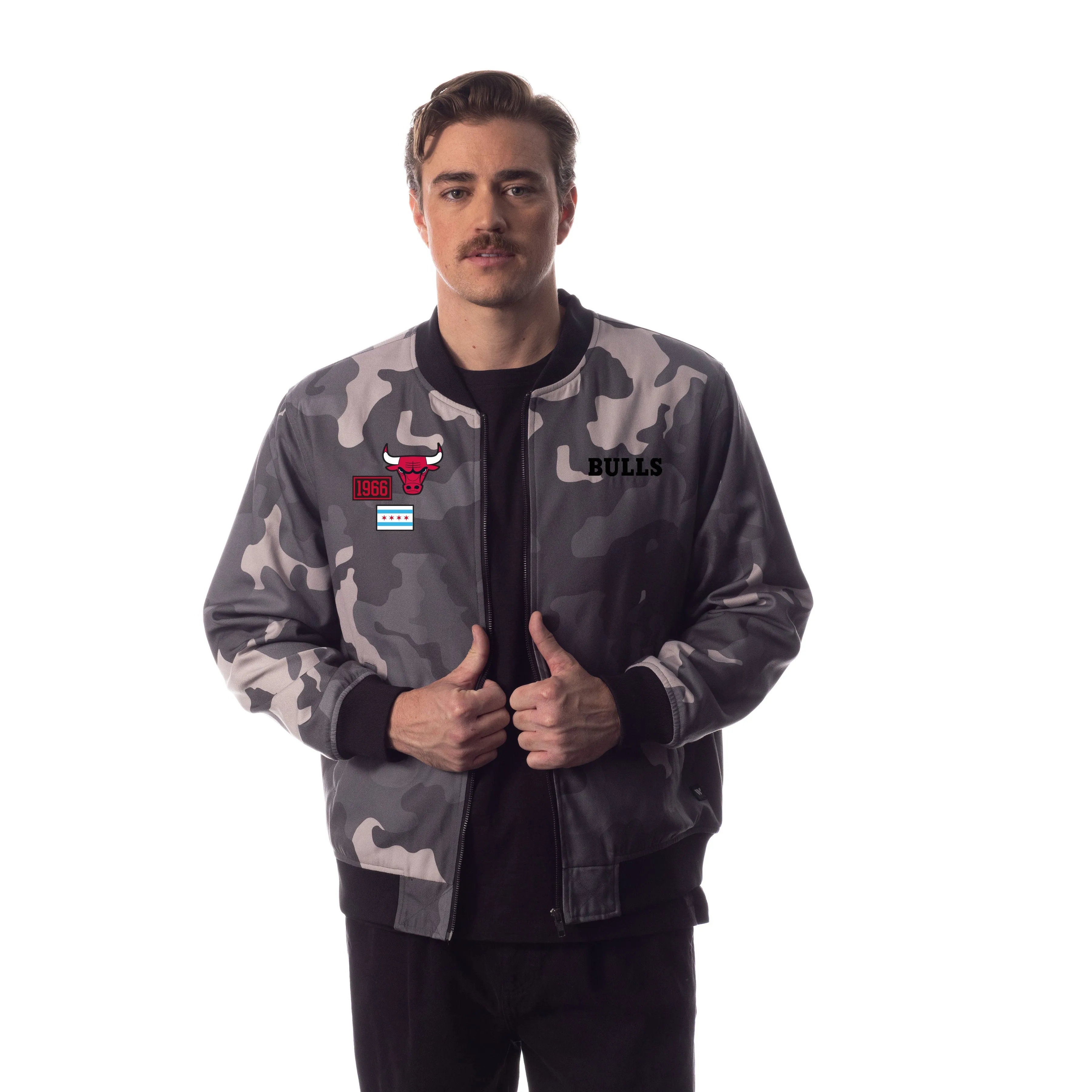 Chicago Bulls Unisex Camo Bomber - Grey Camo
