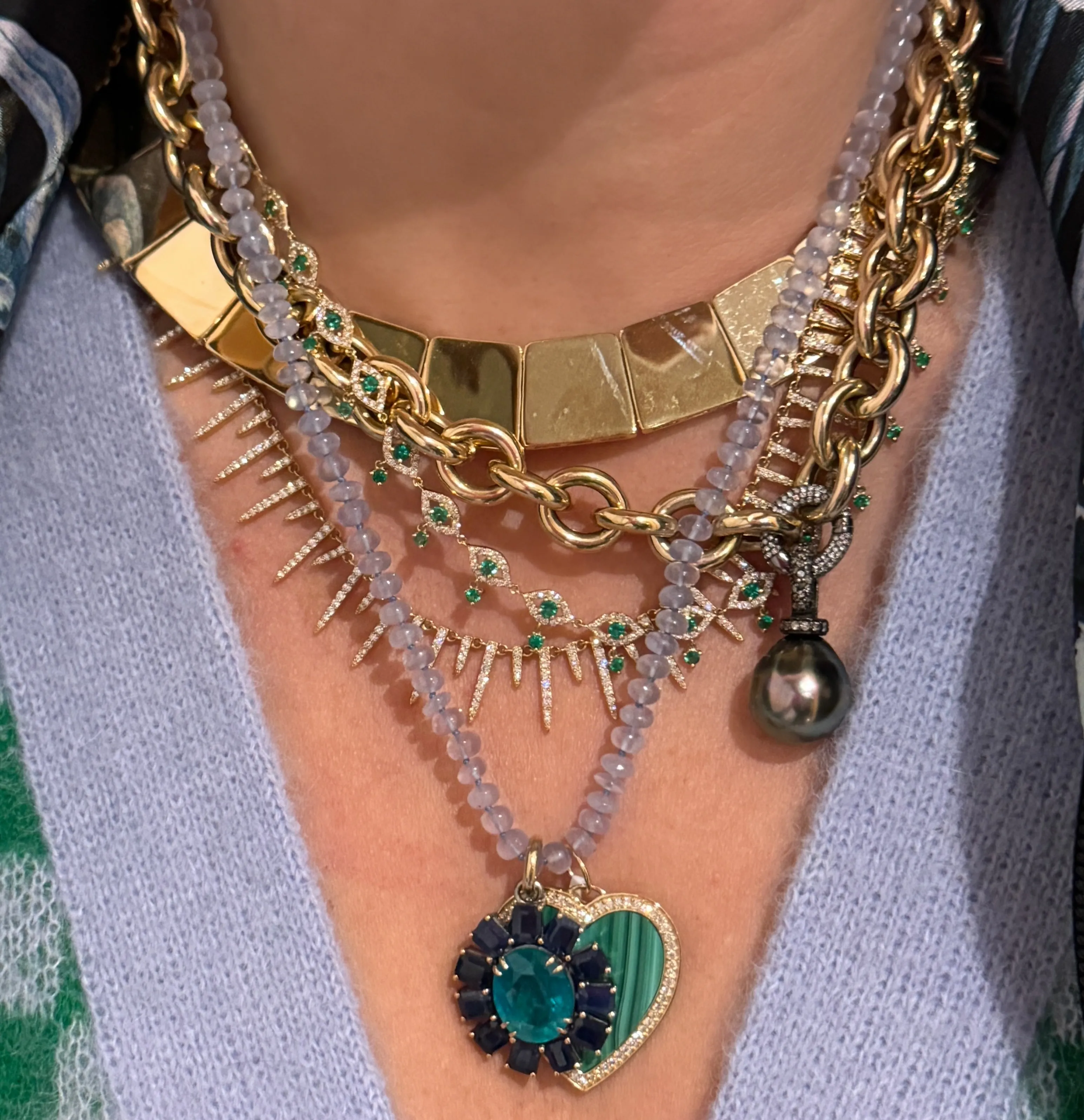Chunky Blue Sapphire Flower Pendant
