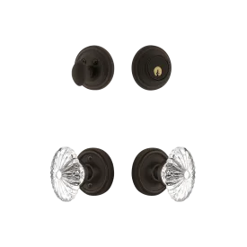 Classic Rosette Entry Set with Oval Fluted Crystal in Oil-Rubbed Bronze