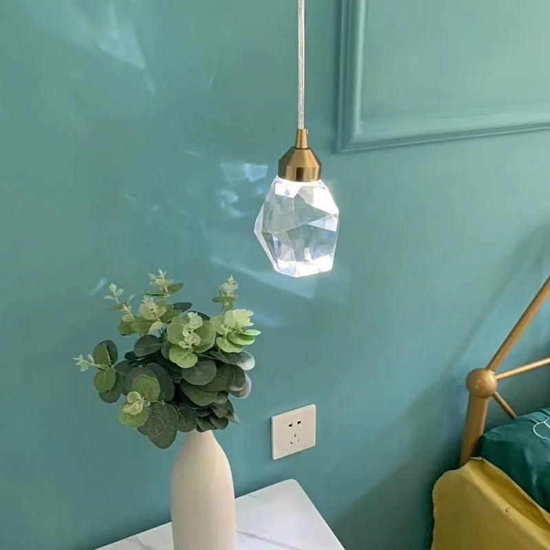 Copper Diamond Shaped Crystal Chandelier Luxury Simple Design Light