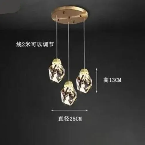 Copper Diamond Shaped Crystal Chandelier Luxury Simple Design Light