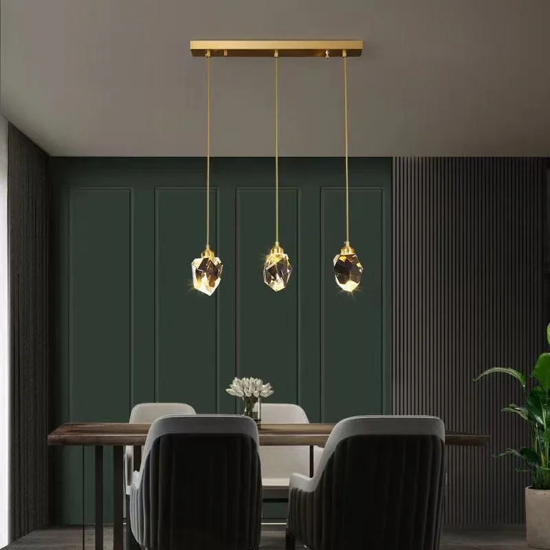 Copper Diamond Shaped Crystal Chandelier Luxury Simple Design Light