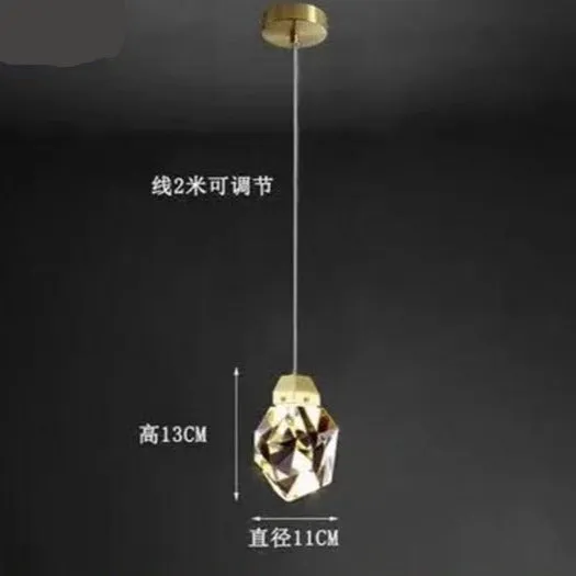 Copper Diamond Shaped Crystal Chandelier Luxury Simple Design Light