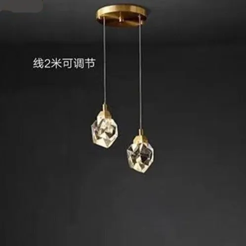 Copper Diamond Shaped Crystal Chandelier Luxury Simple Design Light