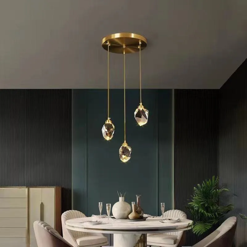 Copper Diamond Shaped Crystal Chandelier Luxury Simple Design Light