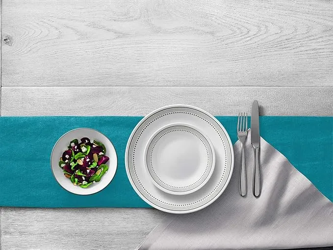 Corelle Vitrelle 18-Piece Service for 6 Dinnerware Set, Triple Layer Glass and Chip Resistant, Lightweight Round Plates and Bowls Set, Mystic Gray
