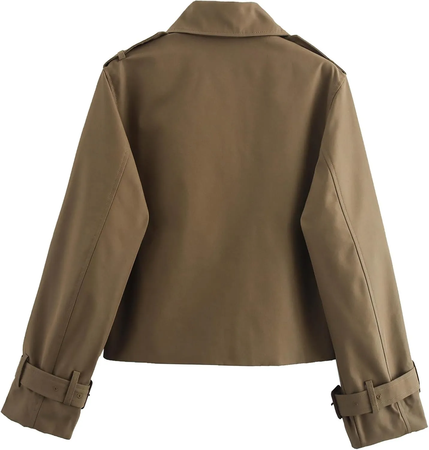 Cropped Trench Coat for Women, Double Breasted Notched Lapel Casual Loose Fit Jackets Cropped Jacket Fashion Outerwear