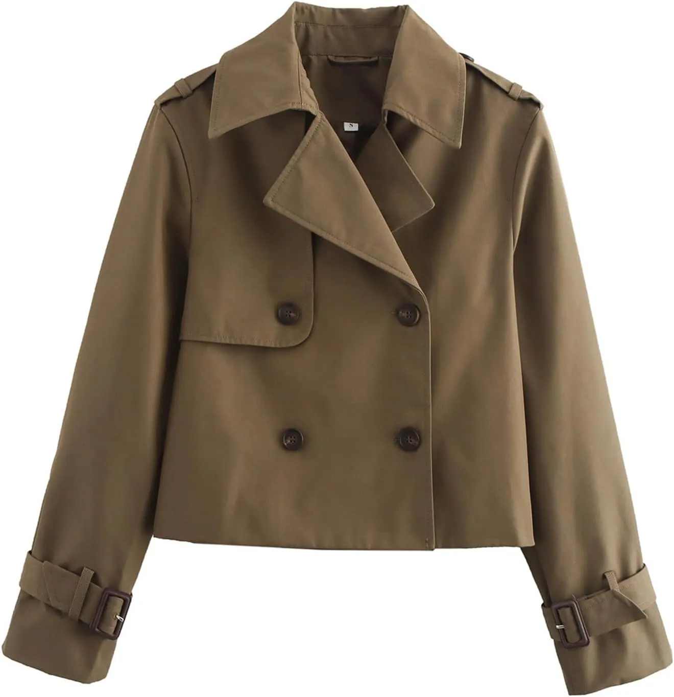 Cropped Trench Coat for Women, Double Breasted Notched Lapel Casual Loose Fit Jackets Cropped Jacket Fashion Outerwear