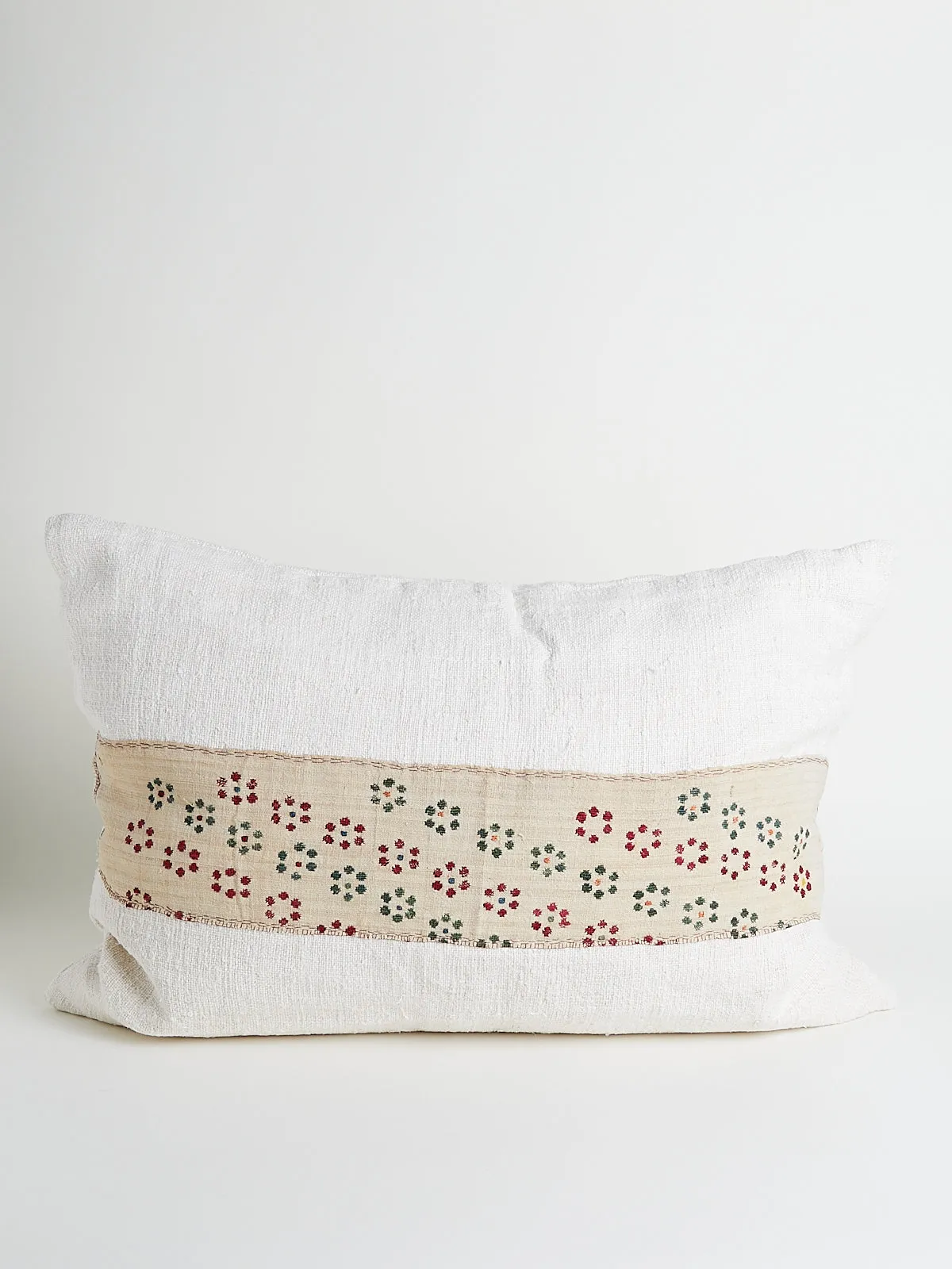 Cushion with Small Flowers in Ecru