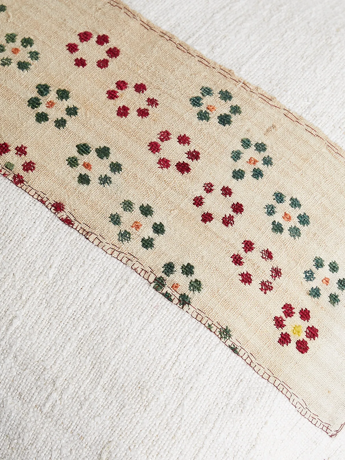 Cushion with Small Flowers in Ecru