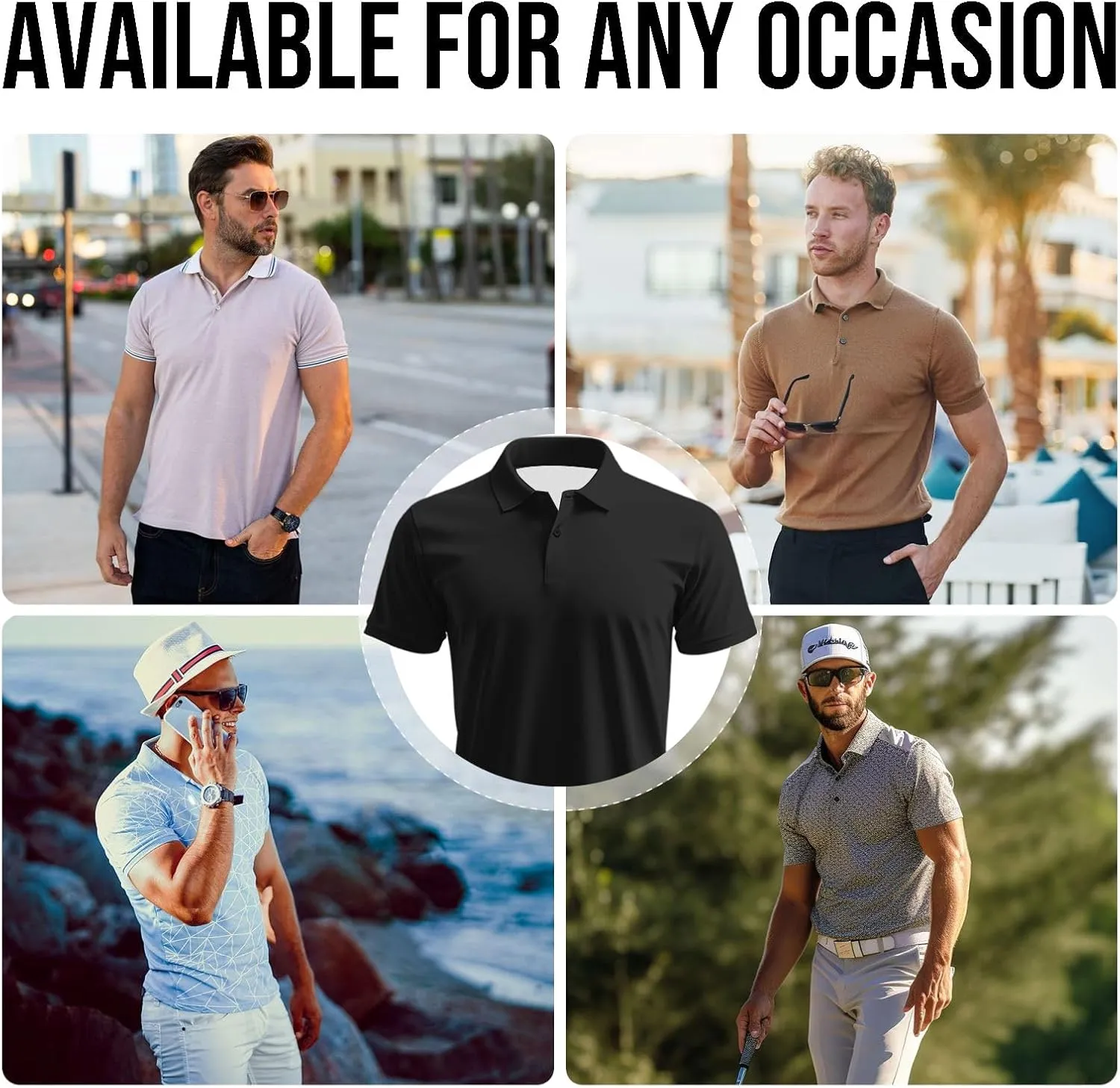 Custom Golf Polo Shirts for Unisex Adult, Design Your Own Golf Jersey Personalized Gifts 4 Sides Printed