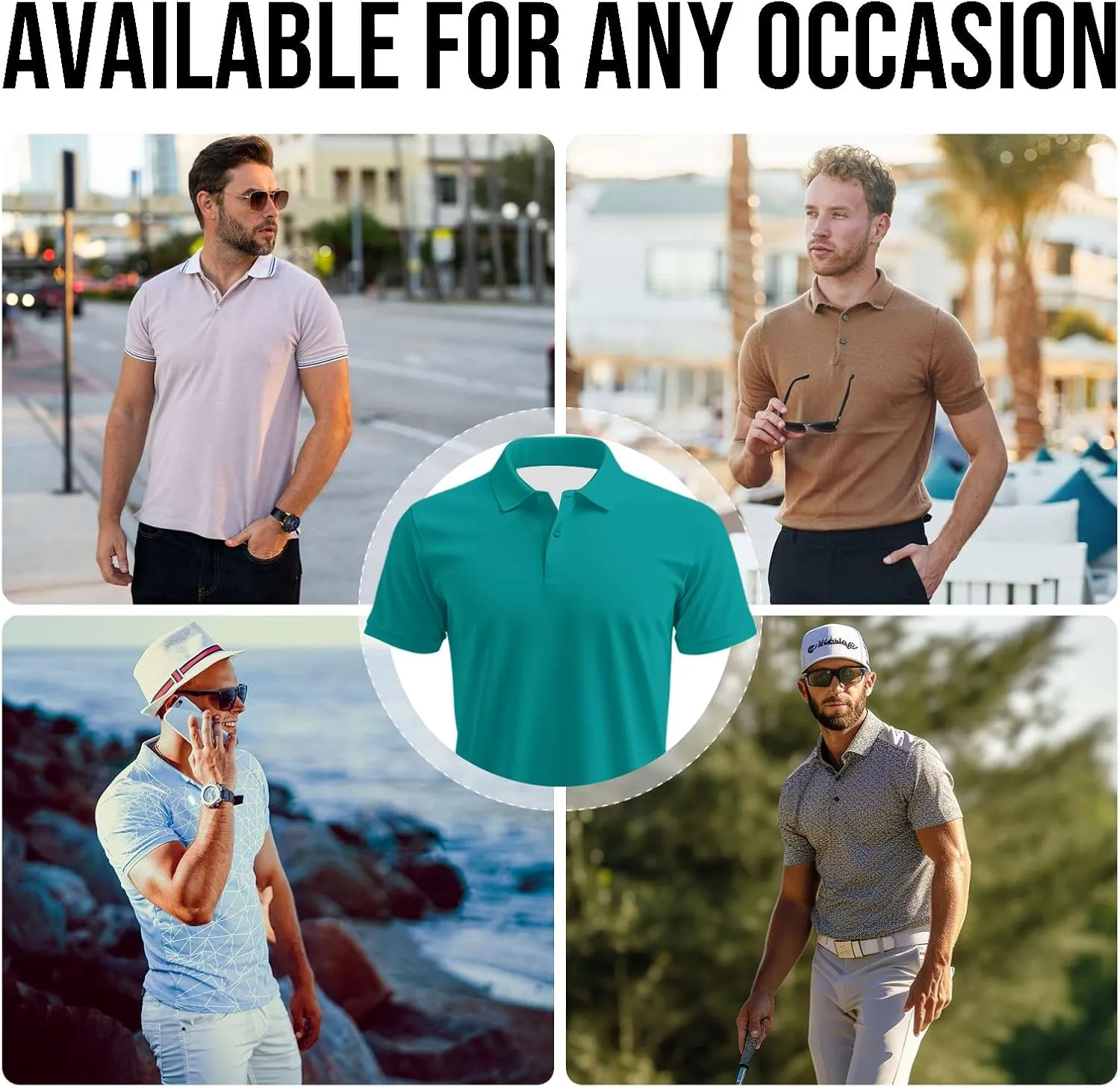 Custom Golf Polo Shirts for Unisex Adult, Design Your Own Golf Jersey Personalized Gifts 4 Sides Printed