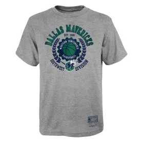 DALLAS MAVERICKS MITCHELL & NESS OUTERSTUFF YOUTH GREY HARDWOOD CLASSIC TEE