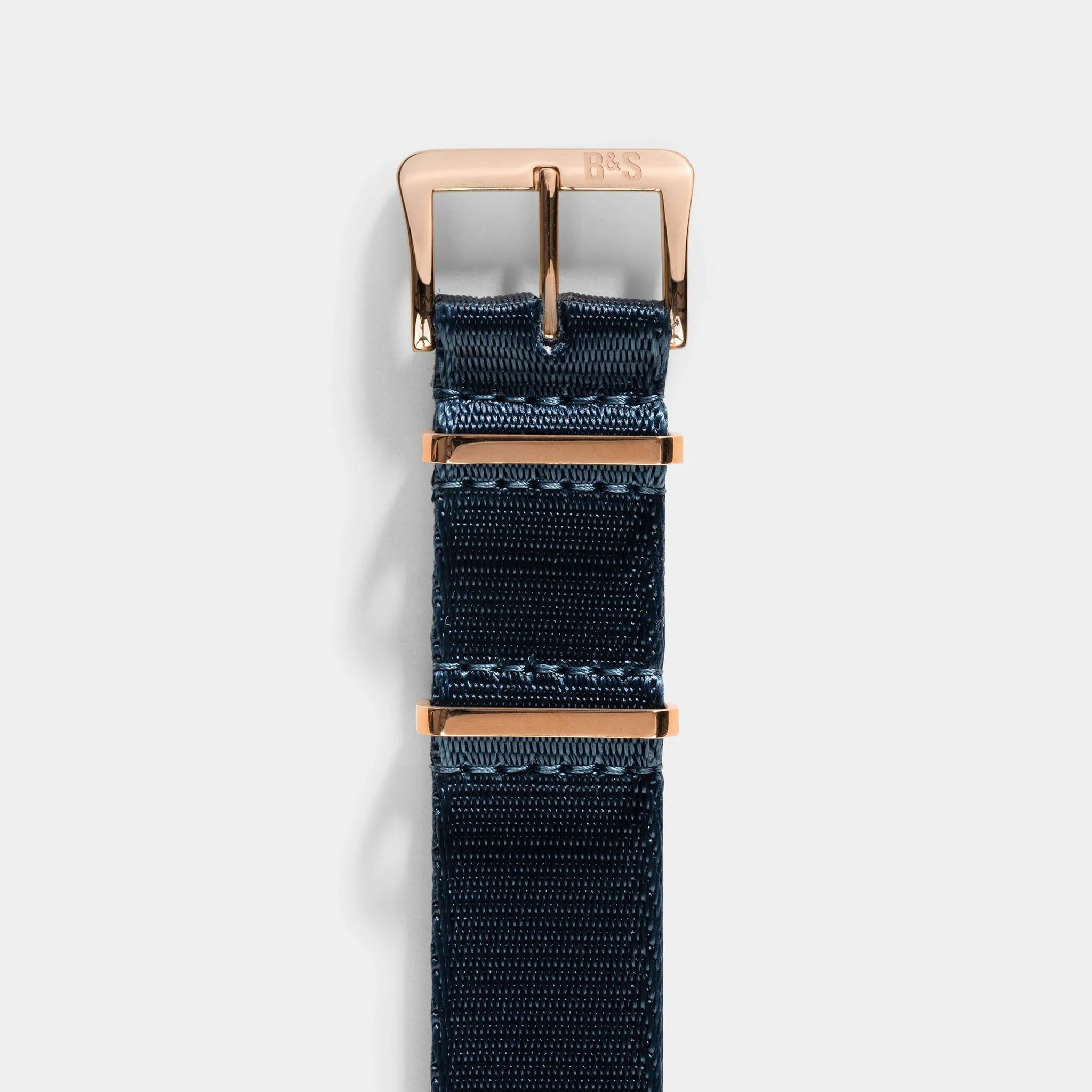 Deluxe Nylon Single Pass Watch Strap Navy Blue - Rose Gold