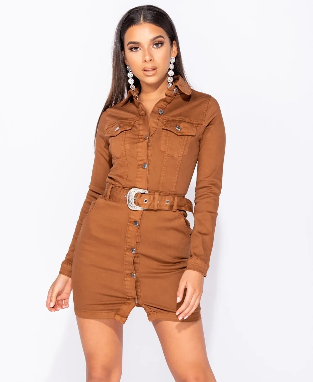 DENIM WESTERN BUCKLE DRESS