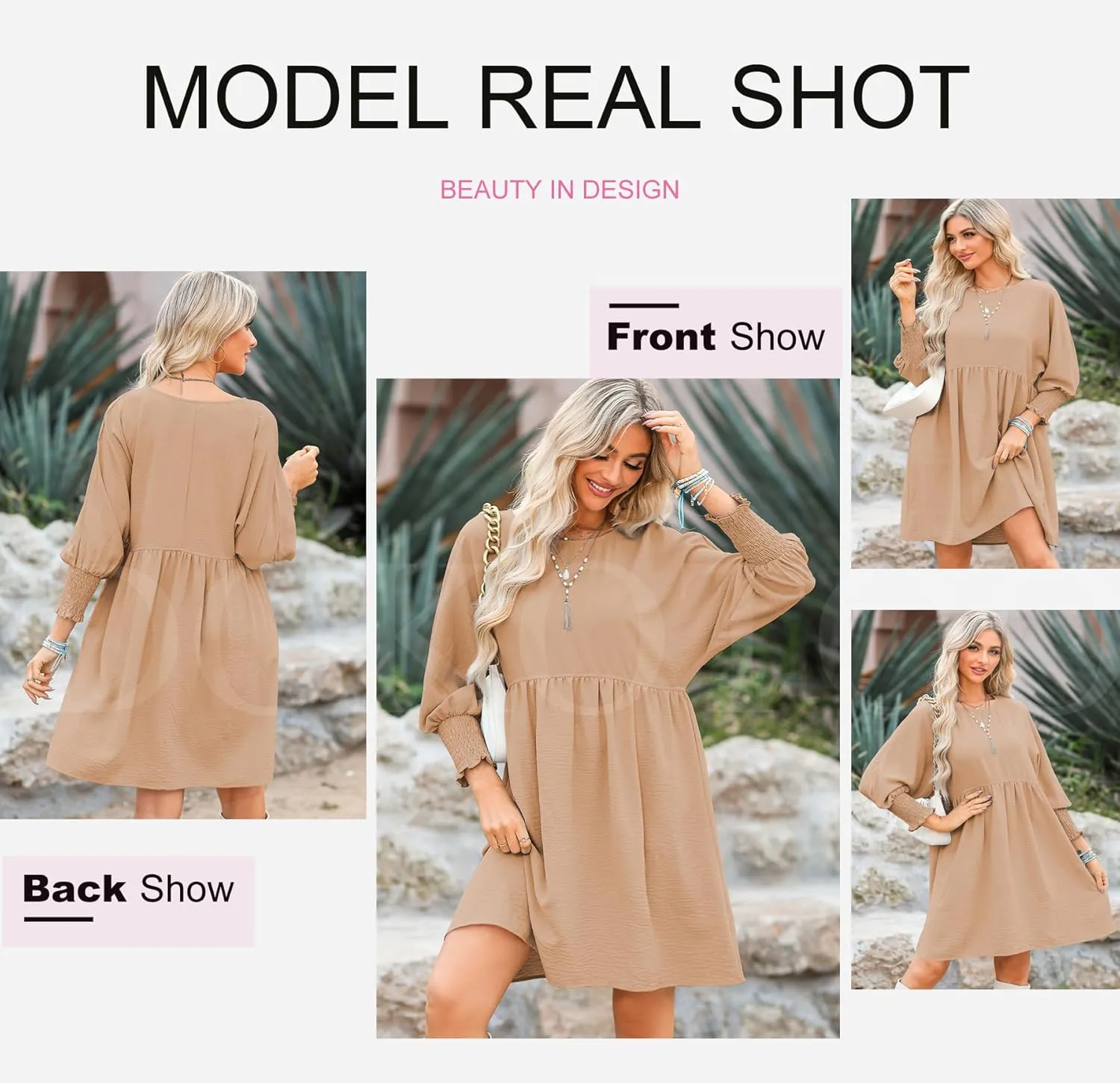 Dokotoo Womens Summer Spring Dresses Casual Tunic Dress Short Sleeve Crew Neck Flowy Swing Mini Dress