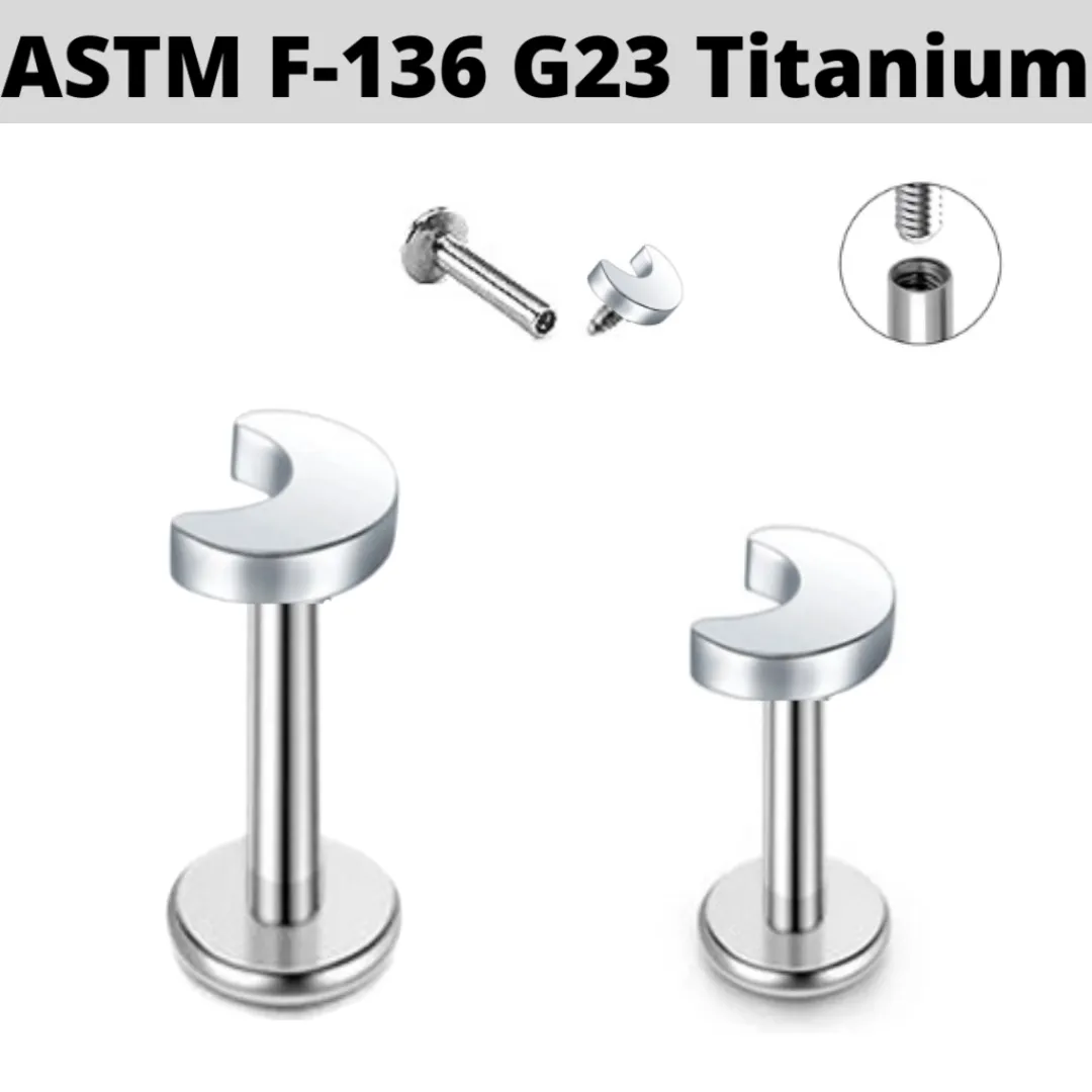 G23 Titanium Moon Internally Threaded Tragus Labret