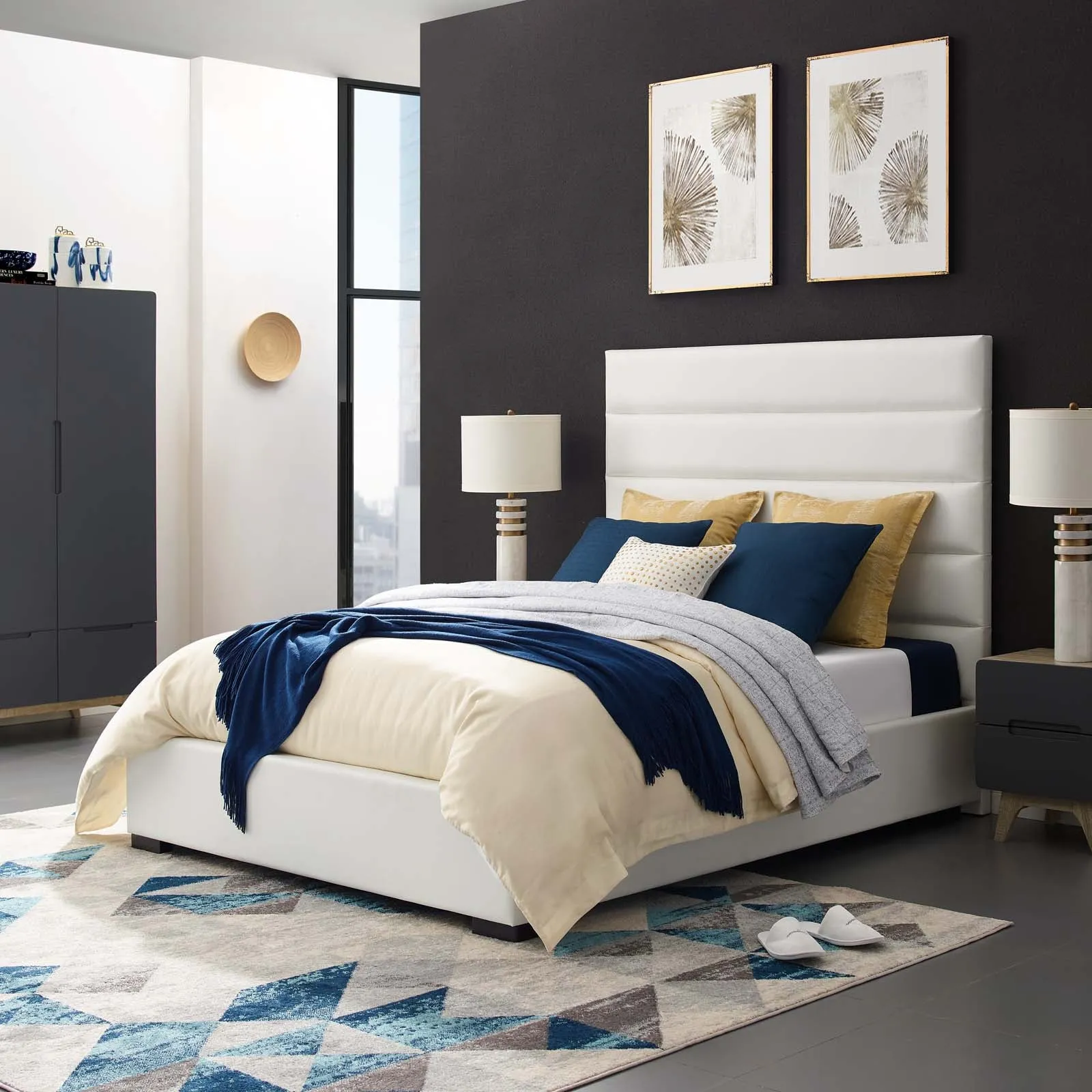 Genevieve Faux Leather Platform Bed