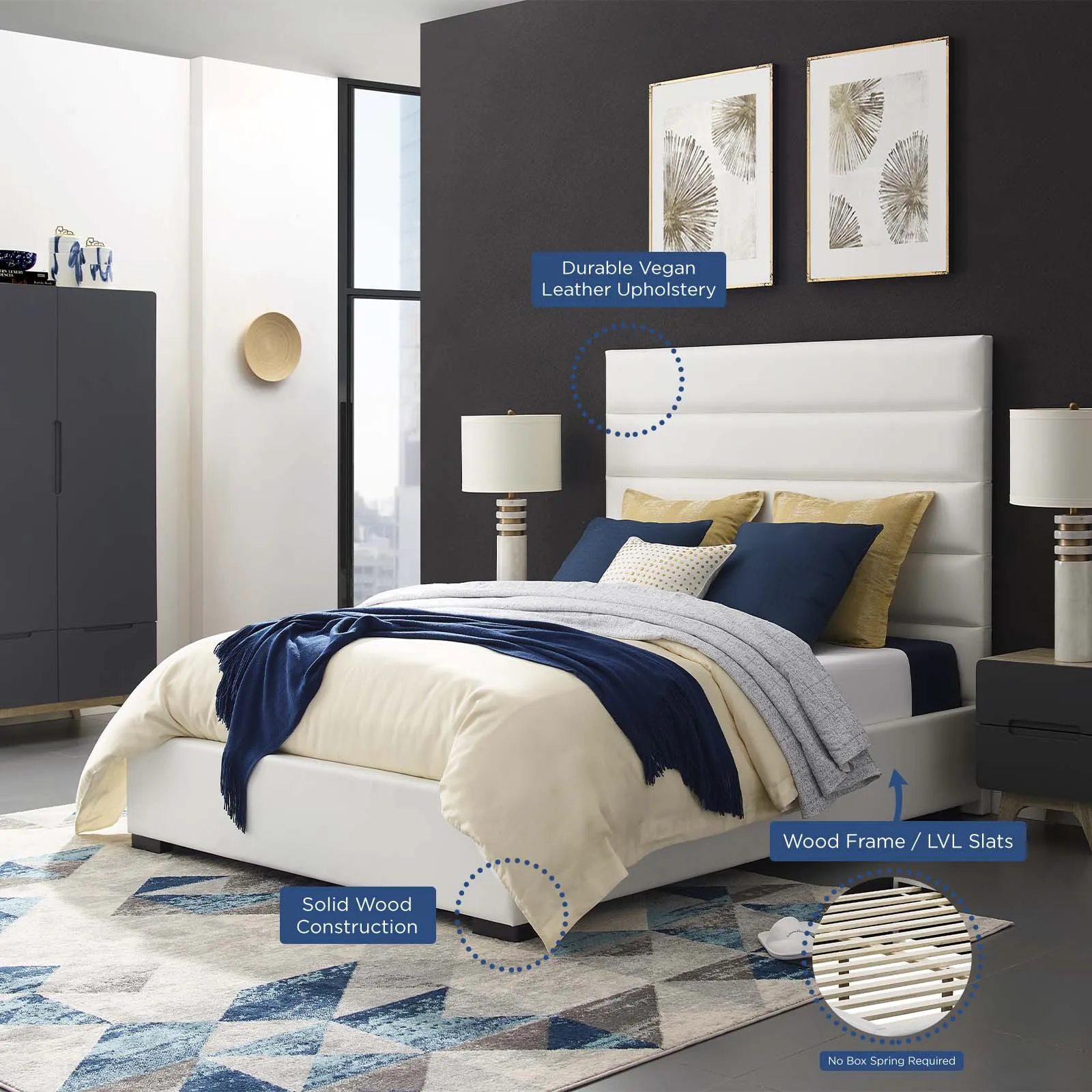 Genevieve Faux Leather Platform Bed
