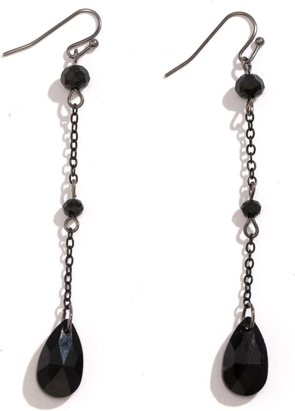 Gothic Blood Drop Earrings,Retro Goth Black/Red Crystal Bead Earrings Punk Teardrop Red Earring Halloween Cosplay Party Jewelry for Women
