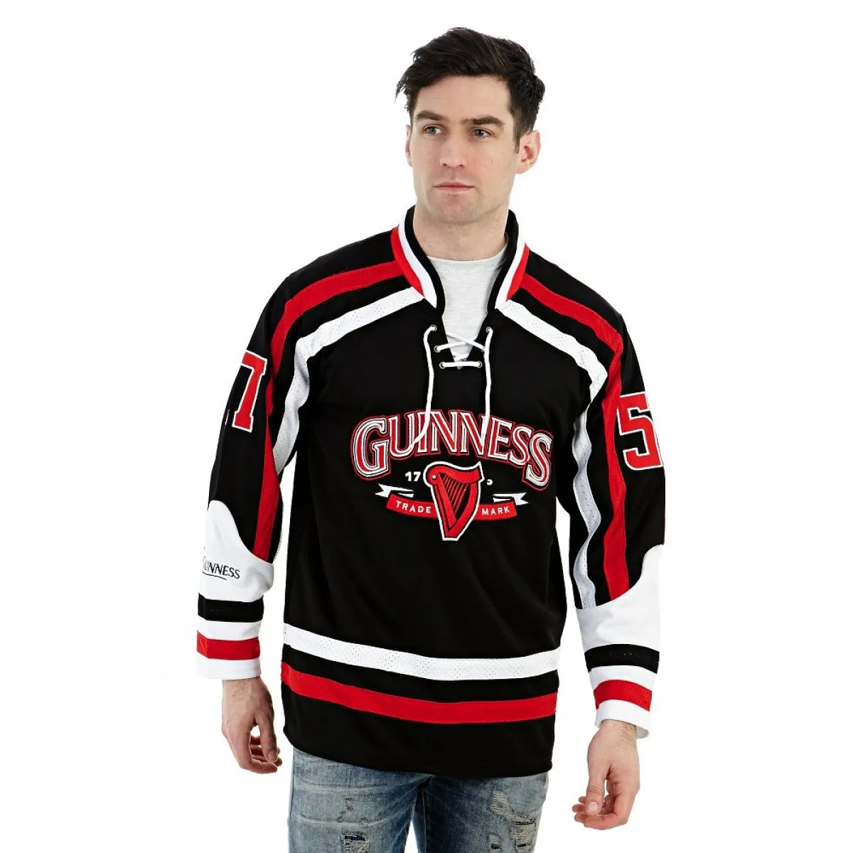 Guinness Red and White String Hockey Jersey