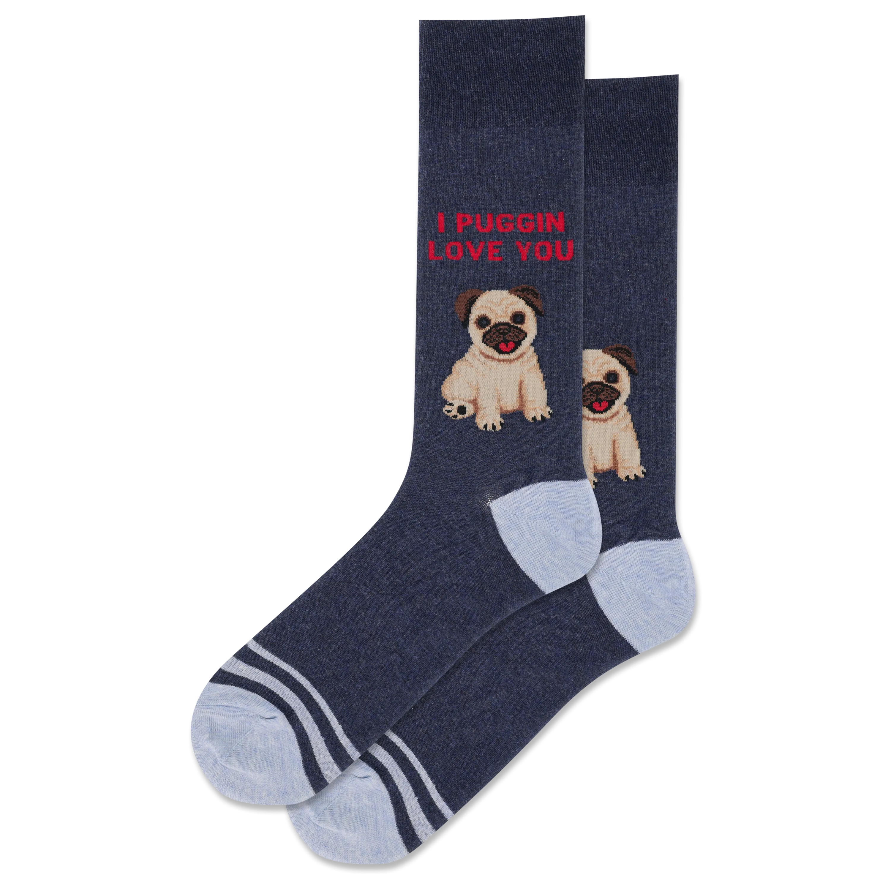 HOTSOX Men's I Puggin Love You Crew Sock