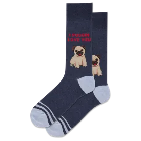 HOTSOX Men's I Puggin Love You Crew Sock