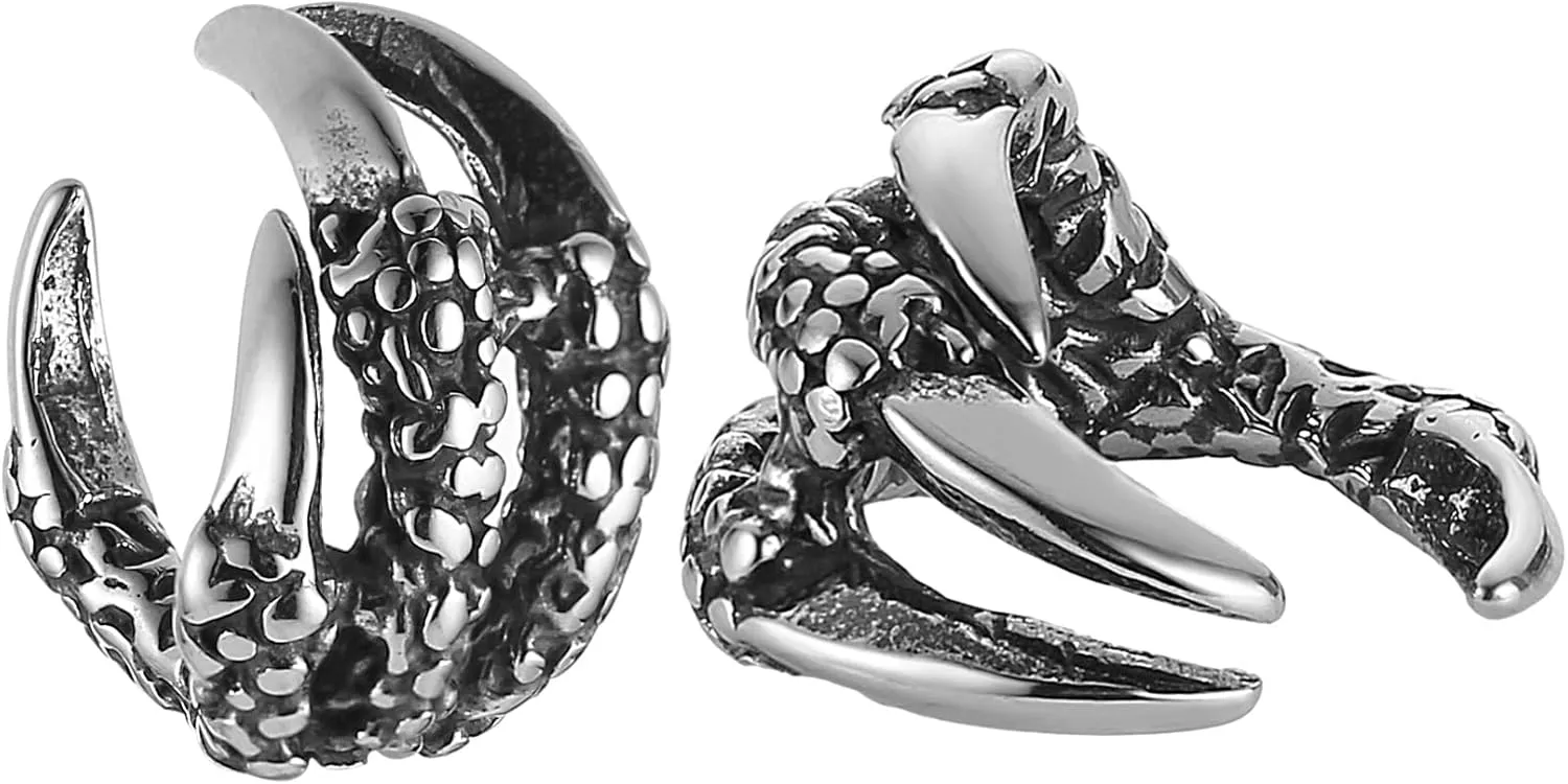 HZMAN Dragon Ear Cuff Earrings for Men Women Stainless Steel Gothic Punk No Piercing Dragon Claw Clip On Earring Cartilage Earring Jewelry Gift