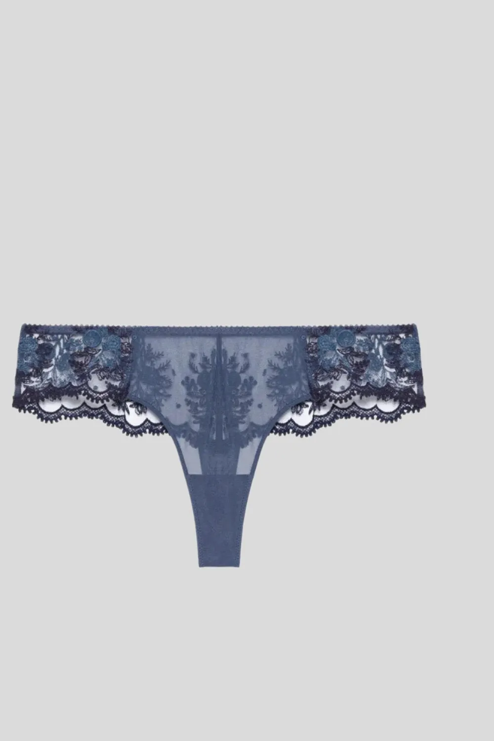 Intrigue Tanga Thong in Cinder Blue
