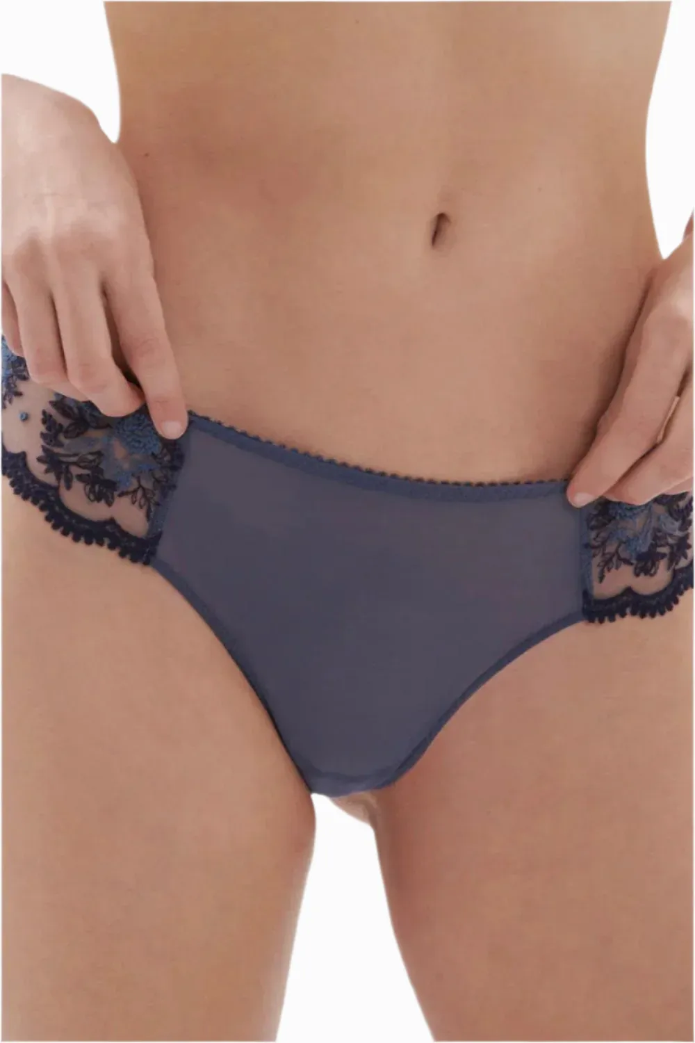 Intrigue Tanga Thong in Cinder Blue
