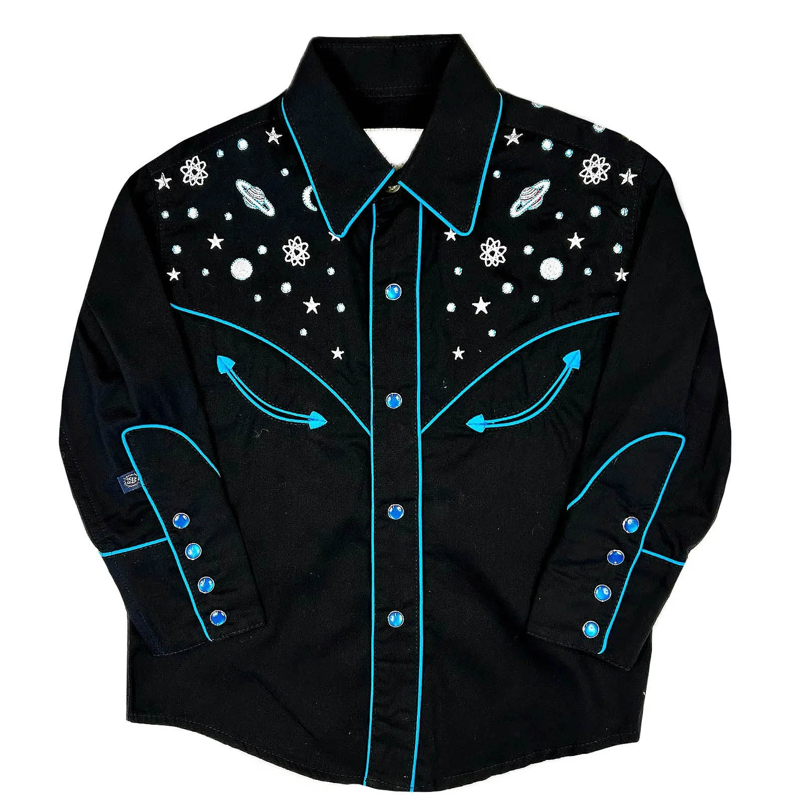 Kid's Embroidered Out of This World Black Western Shirt