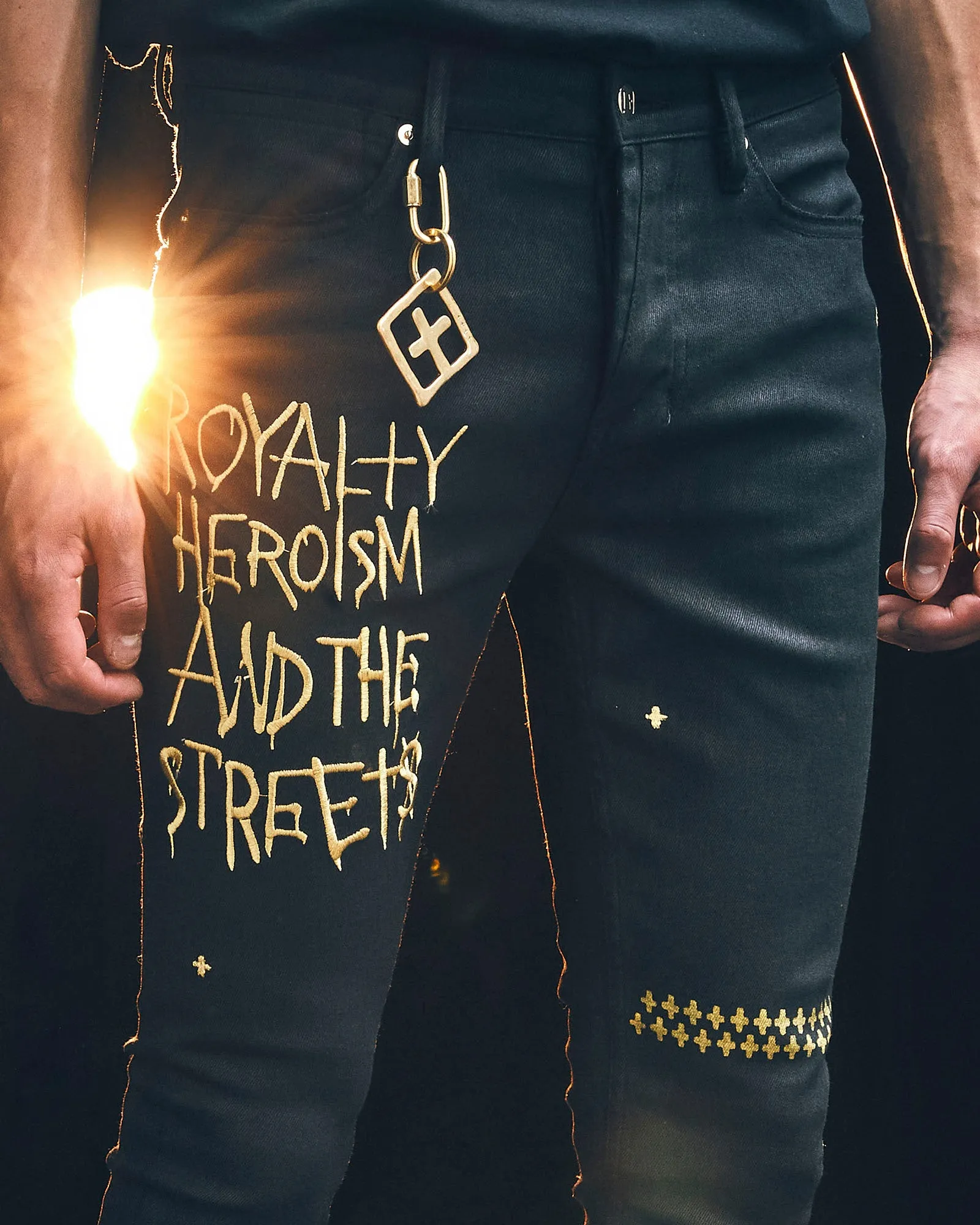 Optimized Title: KSUBI 23 Van Winkle Slim-Fit Jeans in Jet Black Wax Finish