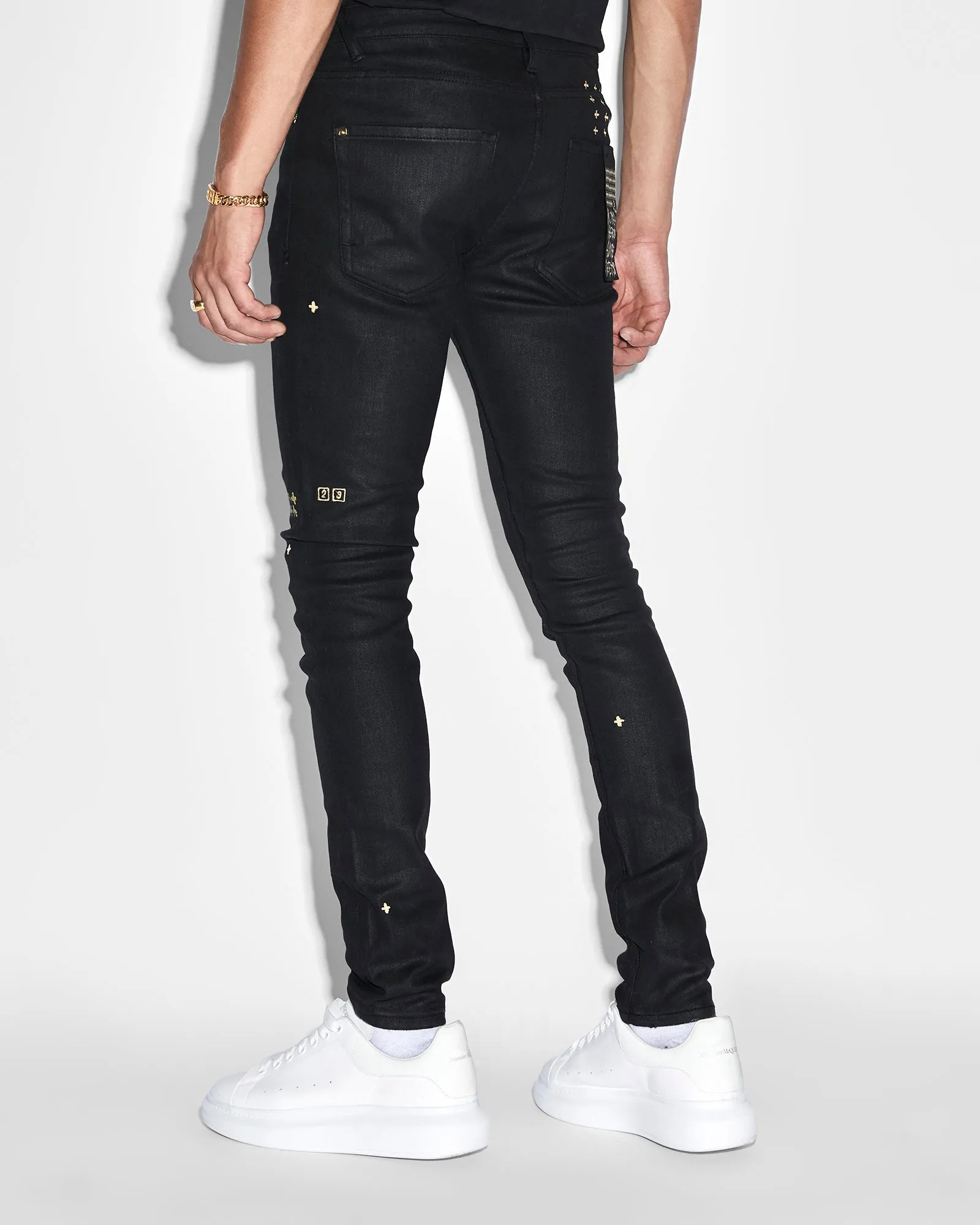 Optimized Title: KSUBI 23 Van Winkle Slim-Fit Jeans in Jet Black Wax Finish