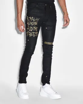 Optimized Title: KSUBI 23 Van Winkle Slim-Fit Jeans in Jet Black Wax Finish
