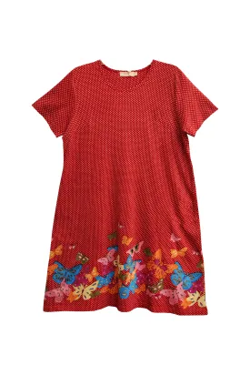 La Cera Novelty Floral Butterfly Print Short Sleeve Plus Size Dress