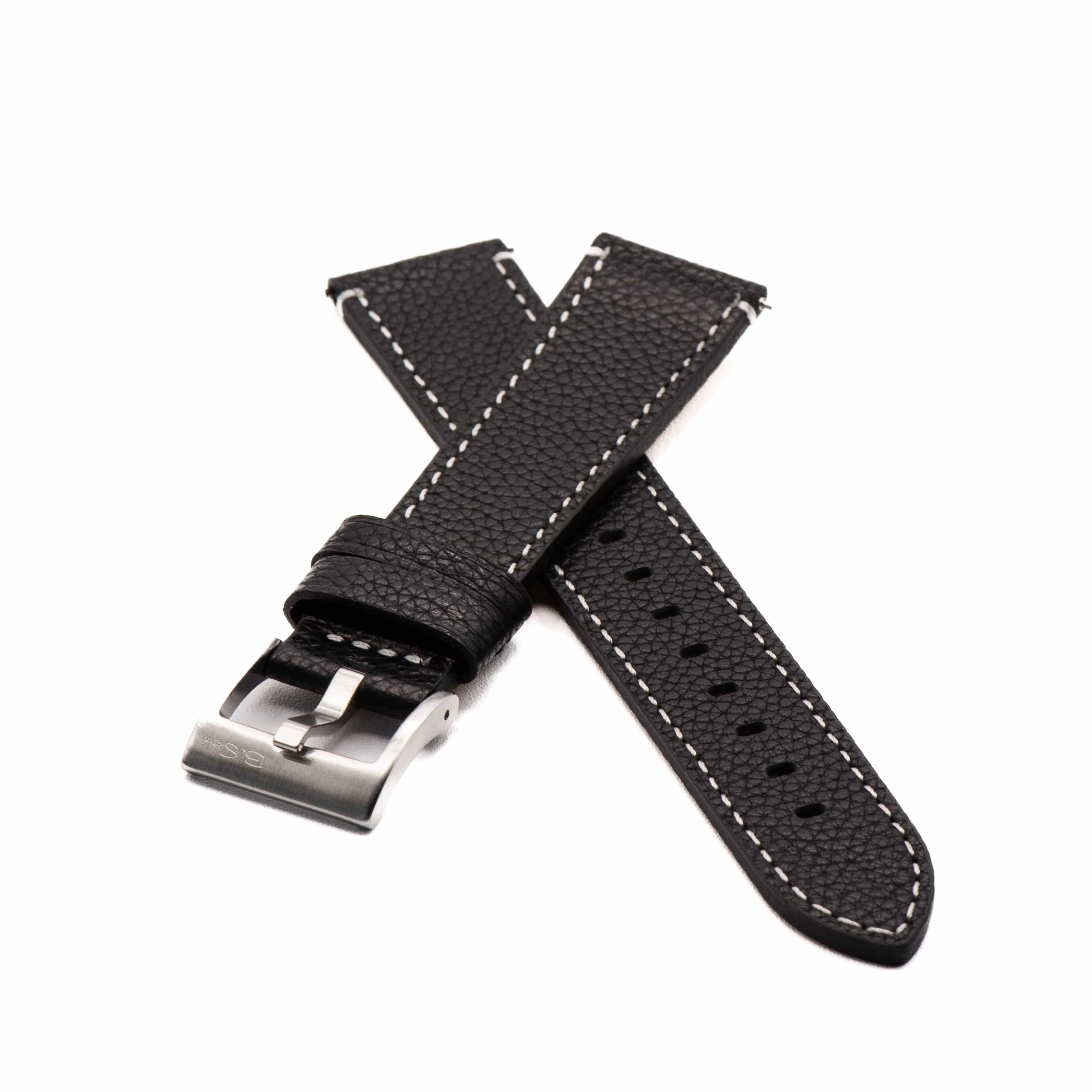 Leather - Contrast Stitch Black with White