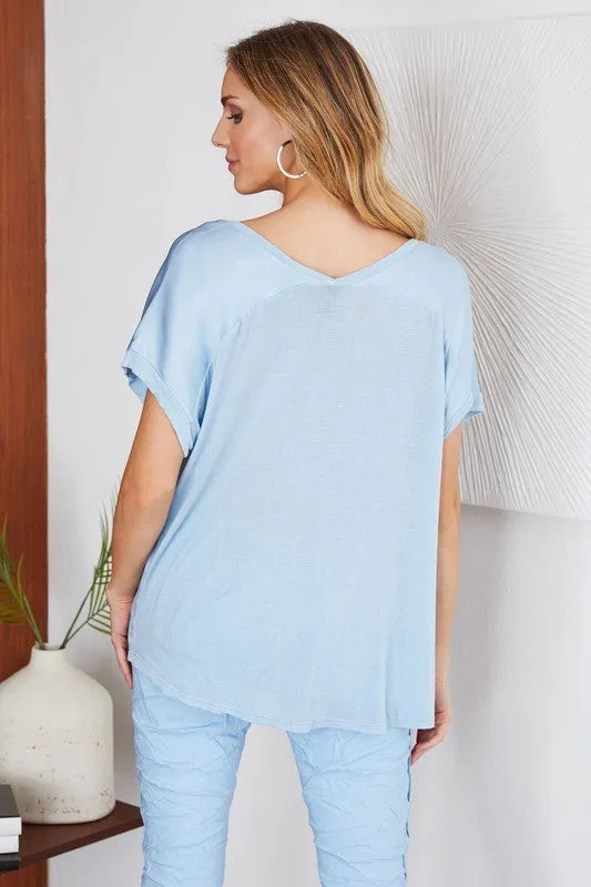 Light Blue Satin Top