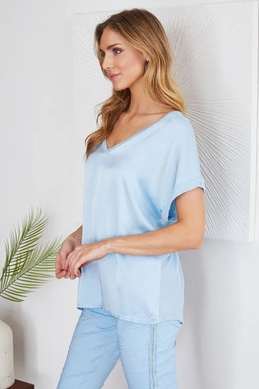 Light Blue Satin Top