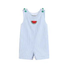 Lil Cactus - Light Blue Seersucker Watermelon Shortalls