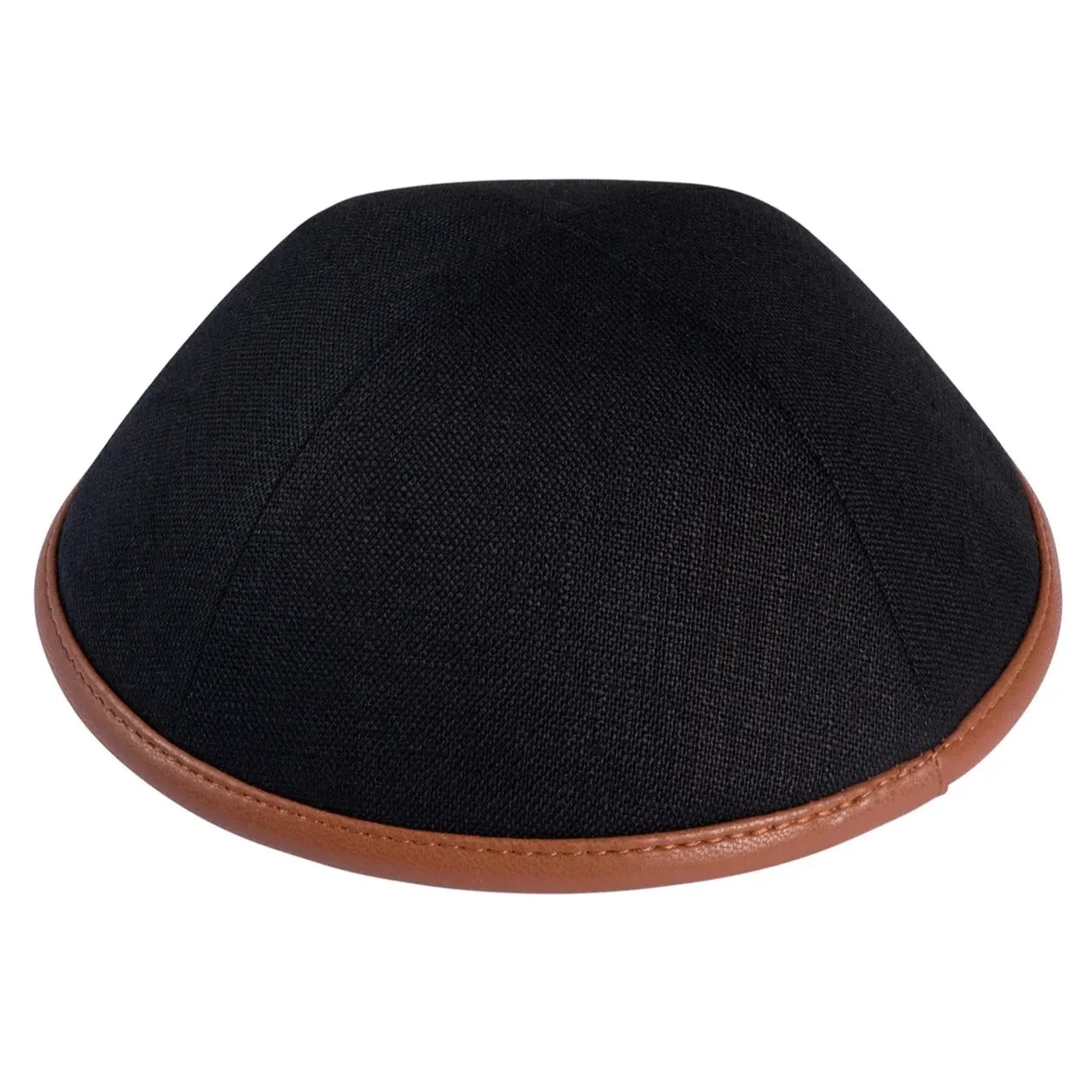 Linen Yarmulke with Leather Rim