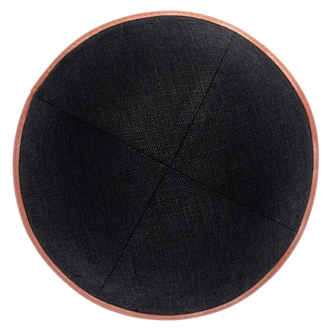 Linen Yarmulke with Leather Rim