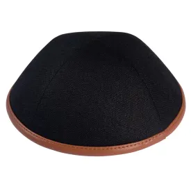 Linen Yarmulke with Leather Rim