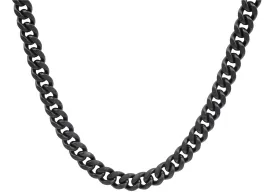 Mens 8mm Black Stainless Steel Cuban Link Chain Necklace With Box Clasp