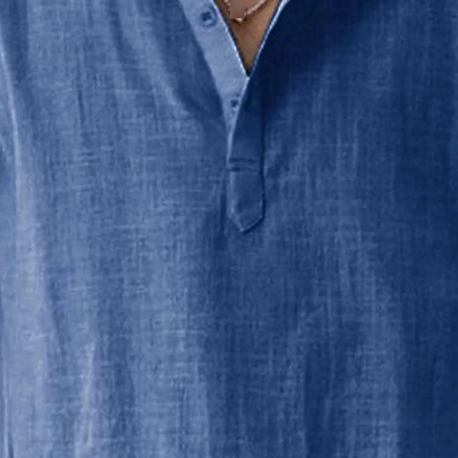 Men's Band Collar Roll Long-Sleeved Cotton Top Beach Shirt Hawaii Hippie Button Down T-Shirts Henley Dress Blouse