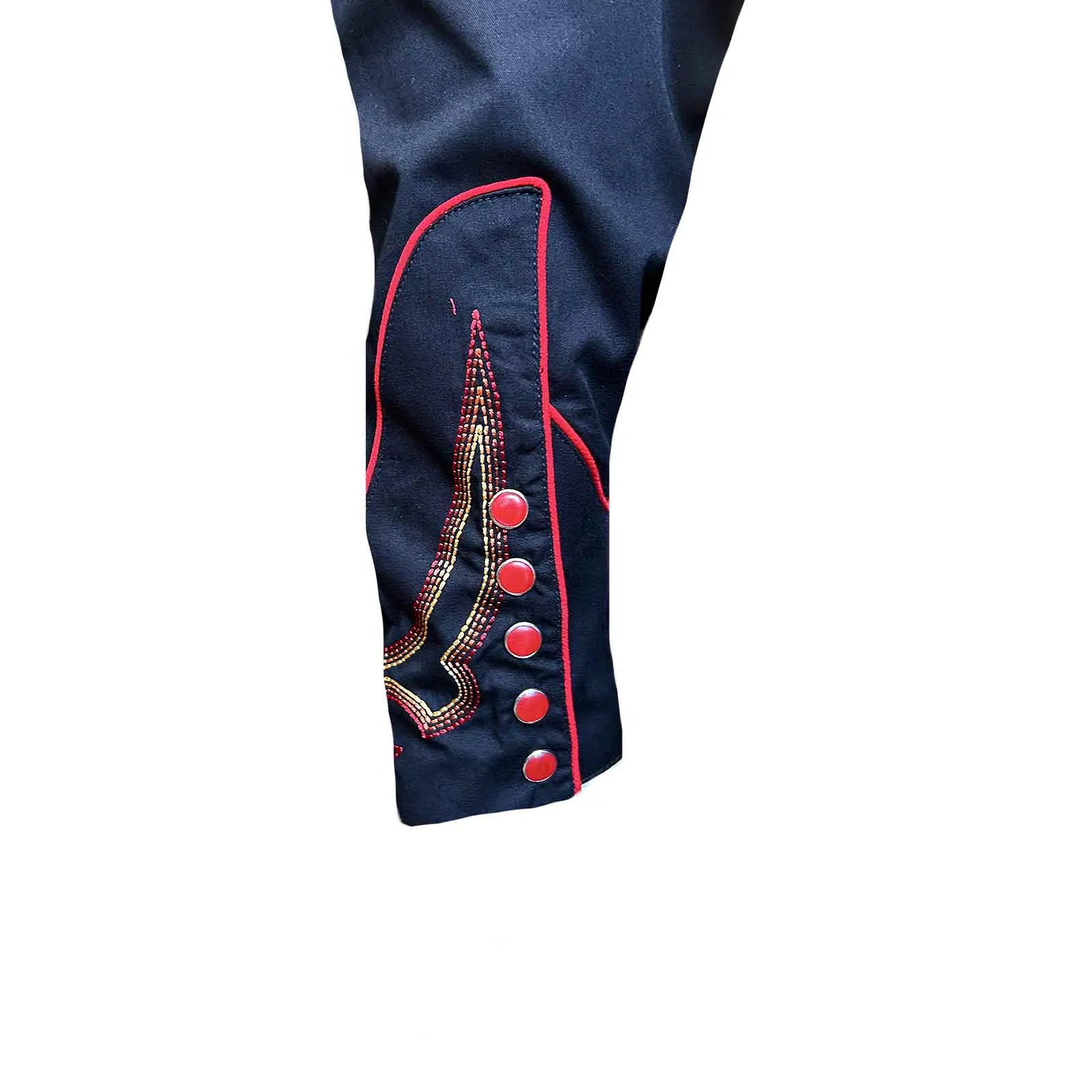 Men's Boot Top Embroidered Western Shirt in Black