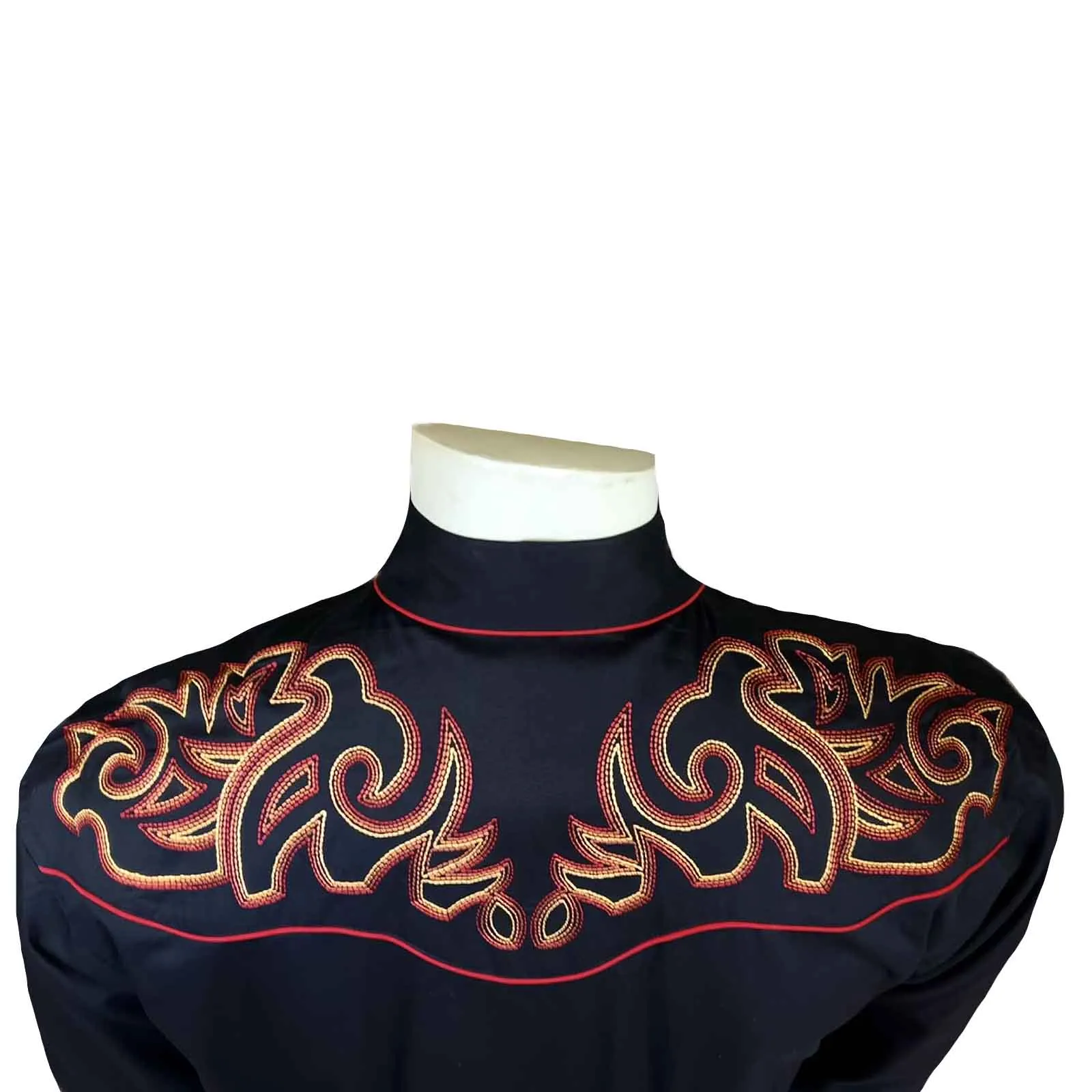 Men's Boot Top Embroidered Western Shirt in Black
